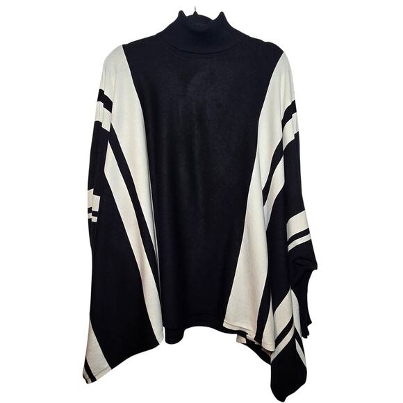 Alfani Striped Turtleneck Poncho Sweater Cape Dolman Sleeve Women's Size Large - Picture 1 of 9